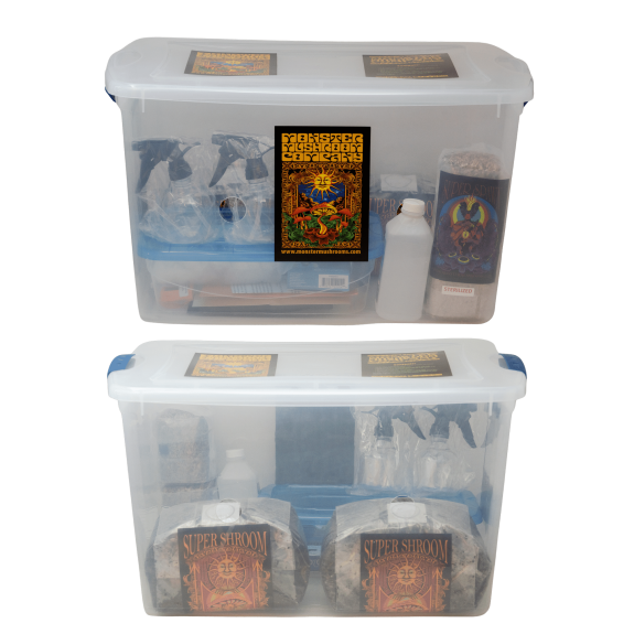 Large Mushroom Grow Kit containing various mushroom cultivation supplies for at-home growers.