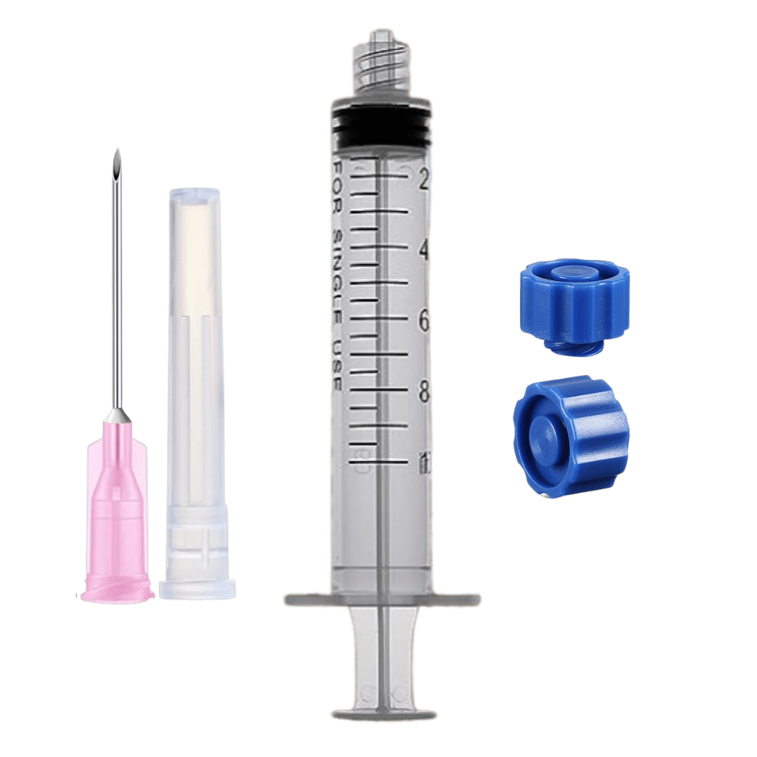 10mL Syringe with a Syringe Cap, Disposable Sterilized Needle, and Protective needle cover.